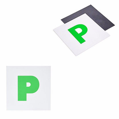 2 x Green 'P' Magnetic Learner Plate Car Accessory 18 x 18cm 4901