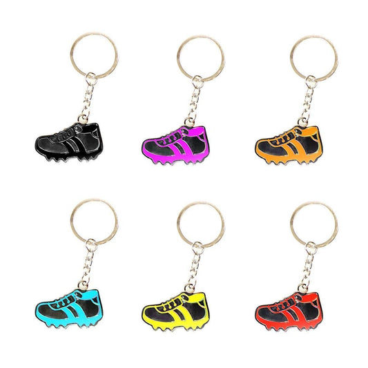 Metal Football Shoe / Number '18' 3.5 cm Keyring Keychains Assorted Colours 2518