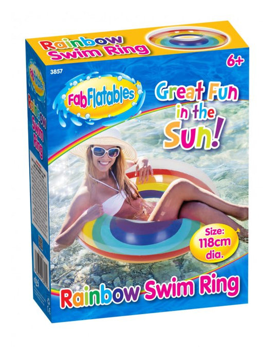 Inflatable Rainbow Swimming Pool Ring 118cm Diameter  3857