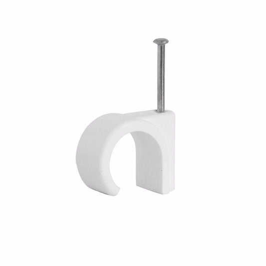 Value Pack Cable Clips Round White 6.0mm Pack of 50 DIY Home 1475