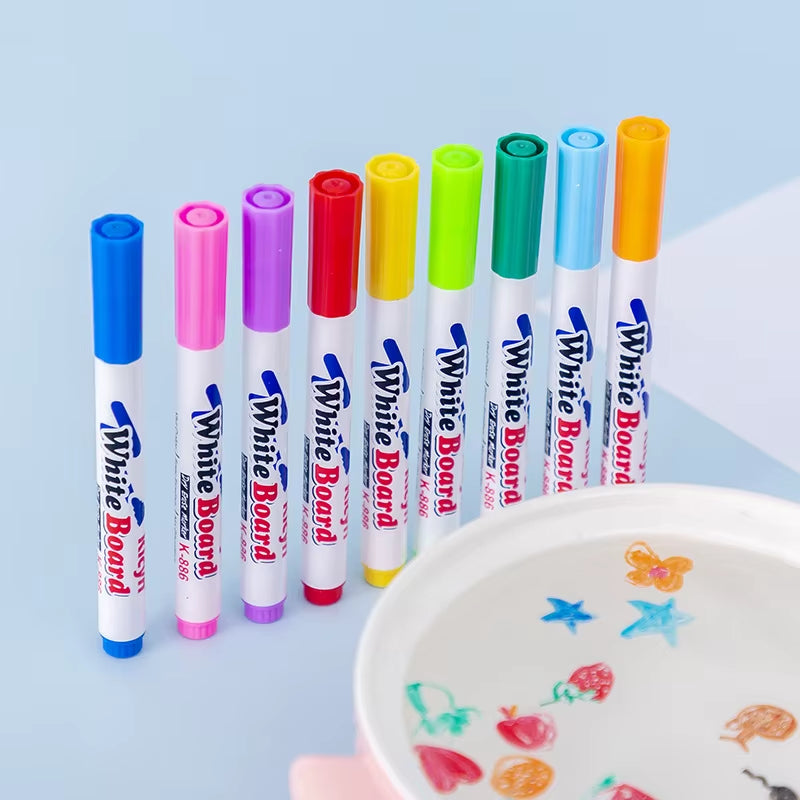 Water Floating Pen Magical Ink Pens with Spoon Floating Color Water Painting Floating Chalk Art Graffiti Drawing Set for Kids