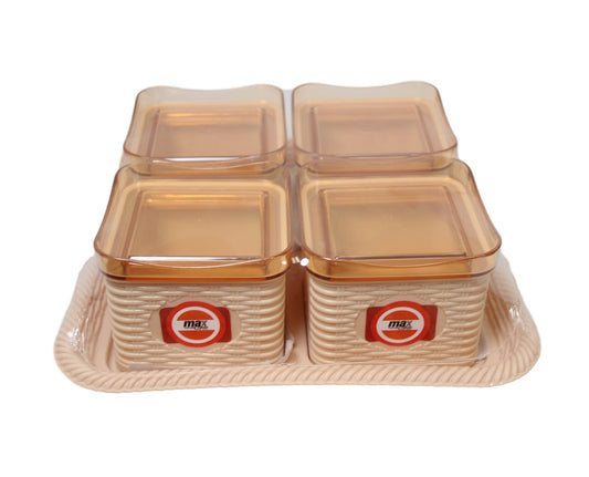 Sofia Square Dry Fruit Snacks 4 Containers Storage Rattan Style Air Tight Containers With Lids 439103