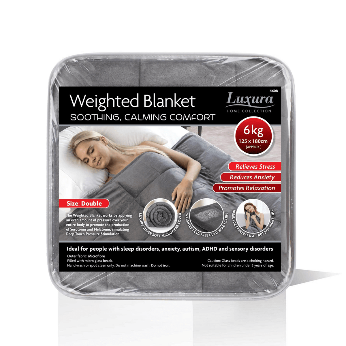 Weighted Blanket 125cm x 180cm 6kg Grey 4608
