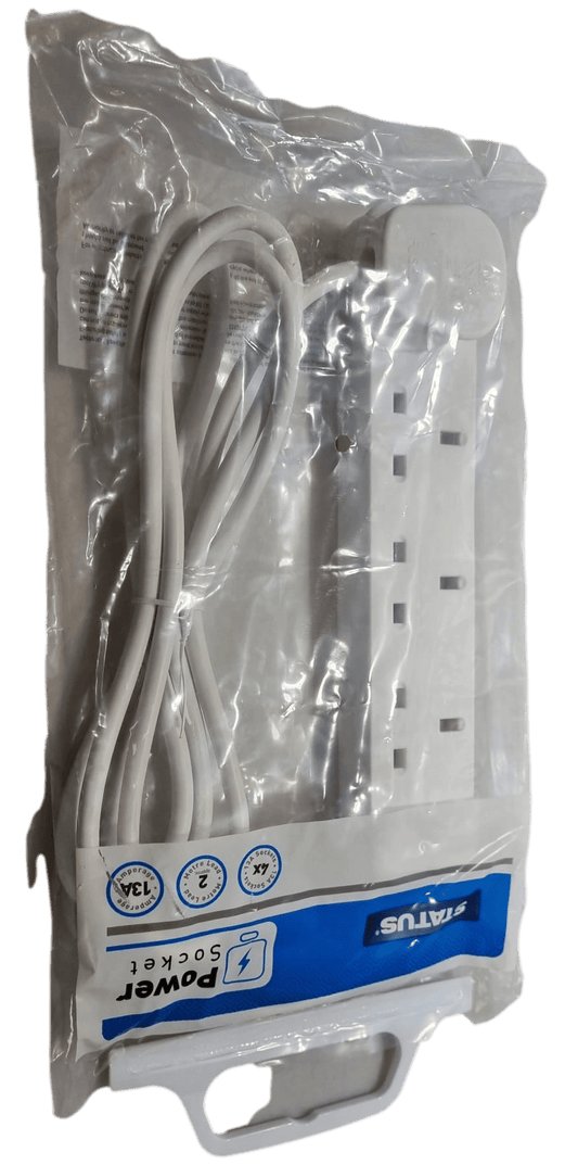 4 Way UK 3 Pin Plug Surge Protected Extension Lead 2 Metre 4WS2M20 A
