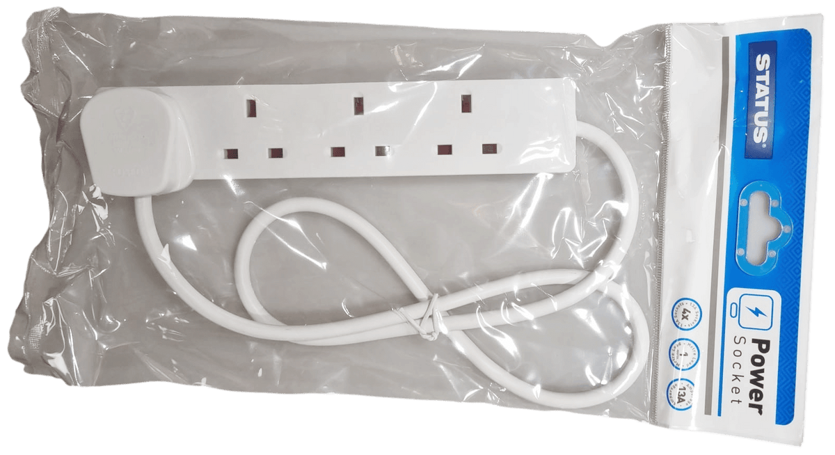 4 Way UK 3 Pin Plug Surge Protected Extension Lead 1 Metre 4WS1M20/ST-85A  A
