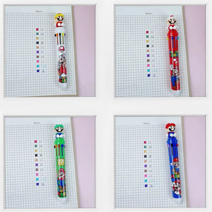 Anime Super Mario Bro Cartoon 10 Colors Ballpoint Pen Cute Gel Pen Student Supplies Stationery