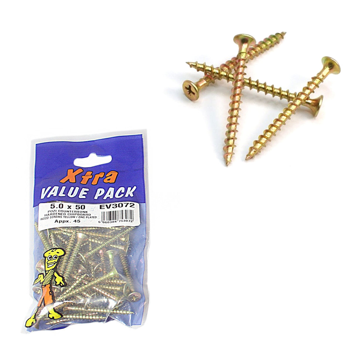 5.0 x 50 Pozi c/sk Chipboard Screws Diy xtra value 3072