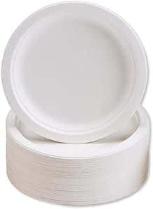 Disposable Compostable Eco-Bio Bagasse Sugarcane Round Plates 9" Pack of 12 EC1734
