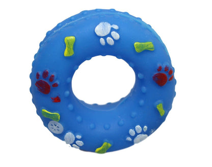 Pet Dog Toy Squeaky Donut Ring 8 x 3.5 cm Assorted Designs and Colours 5366