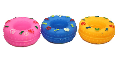 Pet Dog Toy Squeaky Donut Ring 8 x 3.5 cm Assorted Designs and Colours 5366