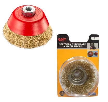 Wire Brush Metal Circular Brush Twisted Gold Bunches Hardcore Brush 3'' Diy 5478