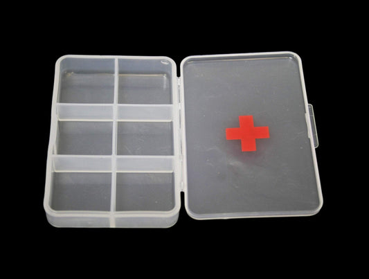 Clear Plastic First Aid Pill Box Organiser 9 x 6cm 5542