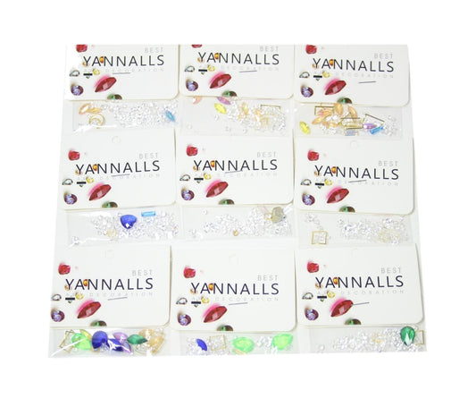 12 Pack Ladies Nail Art Gems Stones Assorted Designs 5572