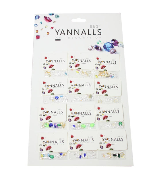 12 Pack Ladies Nail Art Gems Stones Assorted Designs 5572