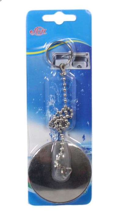 Chrome Metal Bathroom Bath Plug And Chain Heavy Duty 5cm /50mm /34cm Chain 5584 A