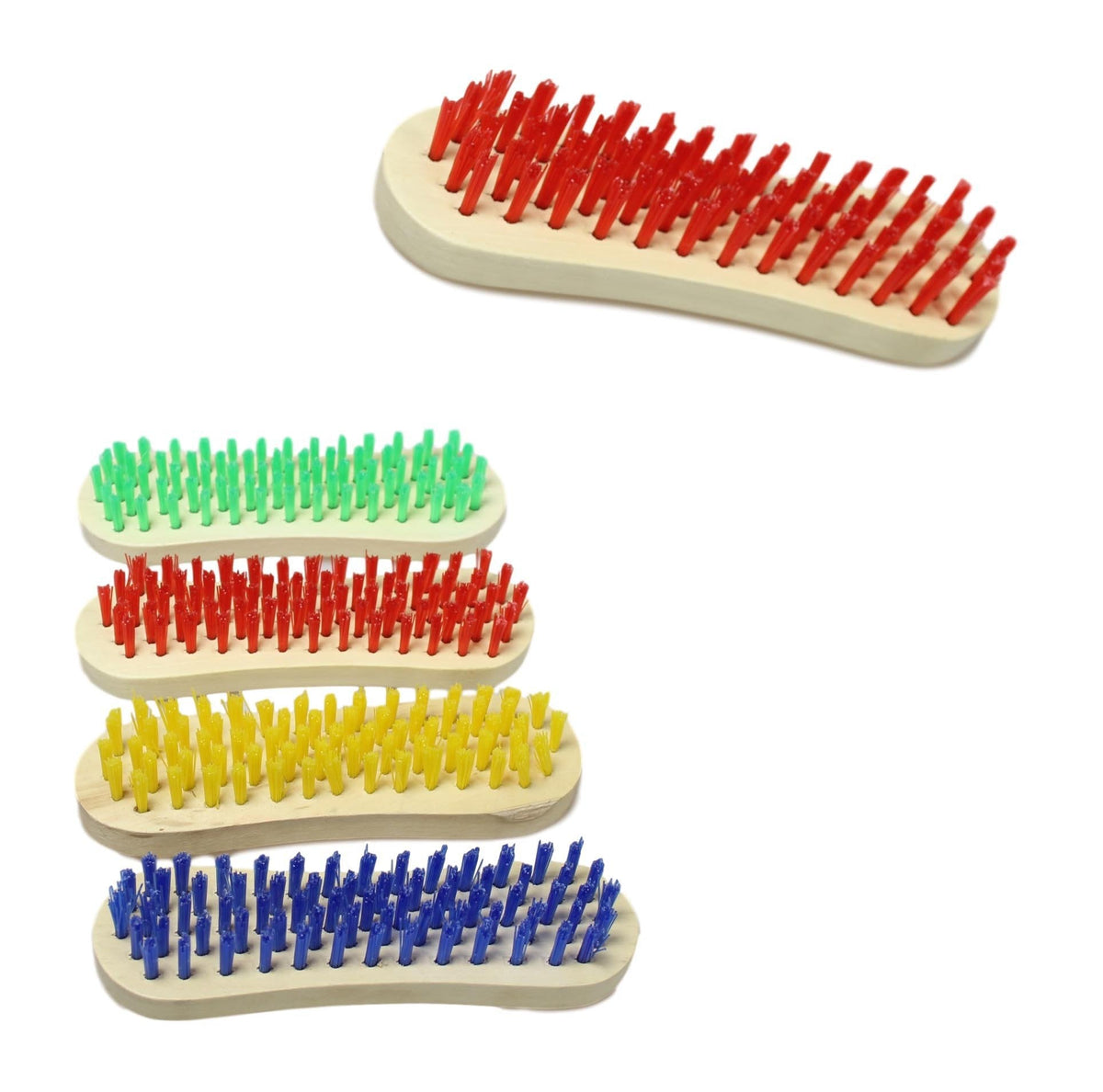 Wooden Cleaning Scrubbing Brush with Hard Bristles 16 cm Assorted Colours 5670
