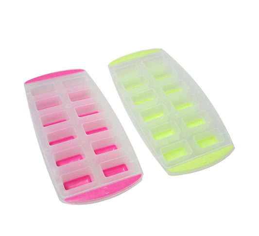 12 Ice Cube Tray Maker with Silicone Bottom 25 x 12 cm Assorted Colours 5732