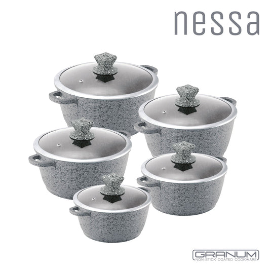 SQ Nessa Granum Stockpot Set of 5 Serizzo Grey 5773