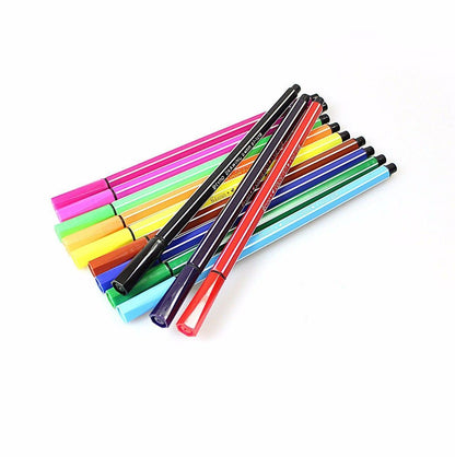 12 Pack Colouring Marker Pens in Holder Case Assorted Colours 0762