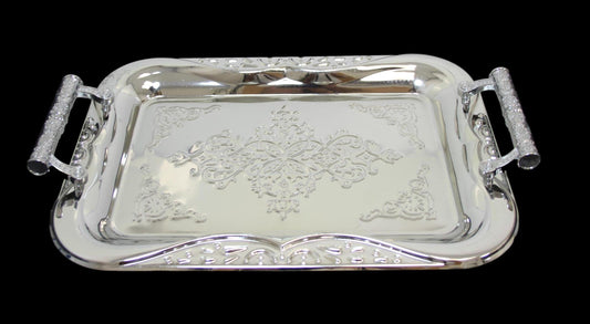 Metallic Chrome Steel Vintage Serving Tray 35 x 25cm Assorted Colours 5850