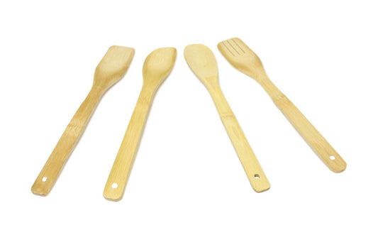 Wooden Baking Cooking Spoon Set Bamboo Kitchen Tools 4 Pack 29cm 5855