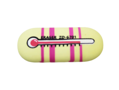 Stationary School Eraser Rubber Thermometer Themed 5 x 0.5 cm Pack of 3 Assorted Colours 5871