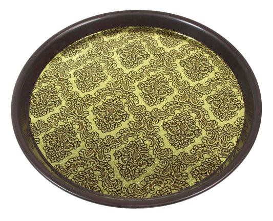 Round Plastic Drinks Bar Serving Tray with Printed Design 27 cm Assorted Colours 6047 A