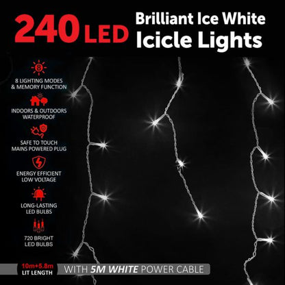 240LED Brilliant Ice White Icicle Lights 6048