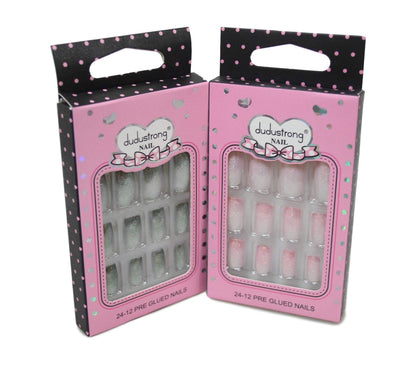 Artificial Fake Nail Extensions Glitters Square Tip Assorted Colours 6159
