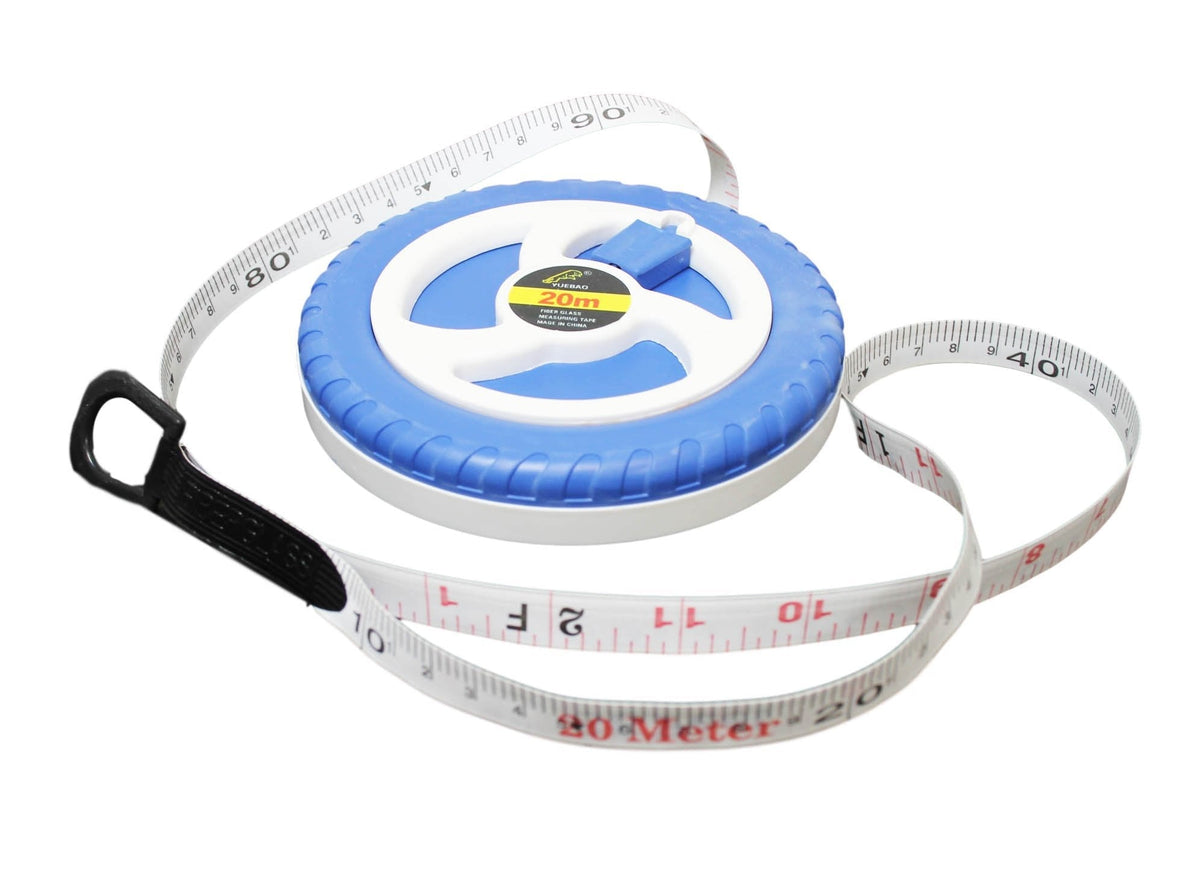 20m Fiberglass Tape Measure Builders Surveyors Long Reel Roll Measuring Tape 66ft 62029