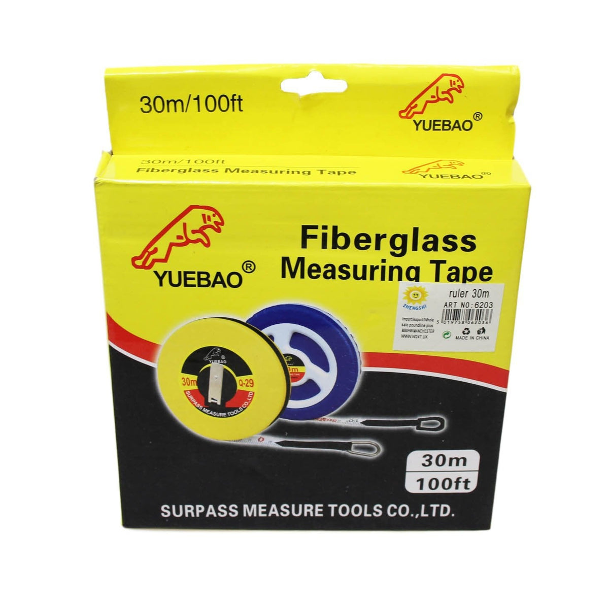 30m Fiberglass Tape Measure Builders Surveyors Long Reel Roll Measuring Tape 100ft 62036