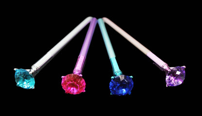 Black Ink Pen Diamond  Top Metallic Style 18 cm Assorted Colours 6219
