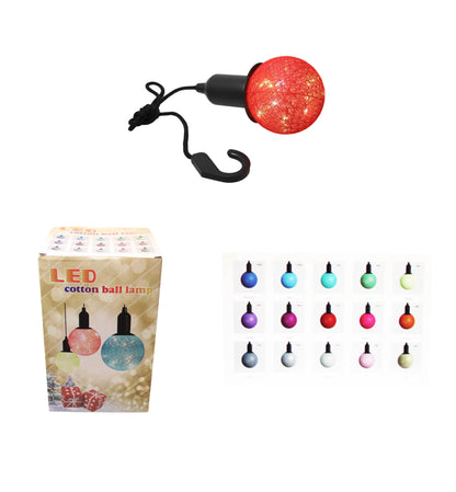 (S) Cotton Ball Ceiling Lamp Battery Operated String LED Indoor Hook Assorted Colours 6333