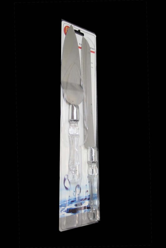 Cake Knife And Server 2 in 1 Crystal Plastic Handle 25 / 30 cm 6380 / 6946