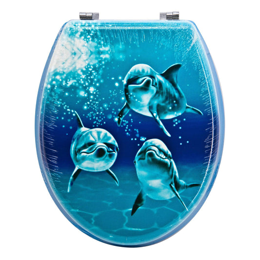 Toilet Seat Aquatic Dolphin Trio Sitting Toilet Seat (W) 36mm x (L) 43cm 6465 (Parce Rate)