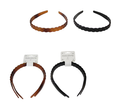 2 Pack Ladies Girls Wavy Headband Black/ Brown 1.3cm 6495