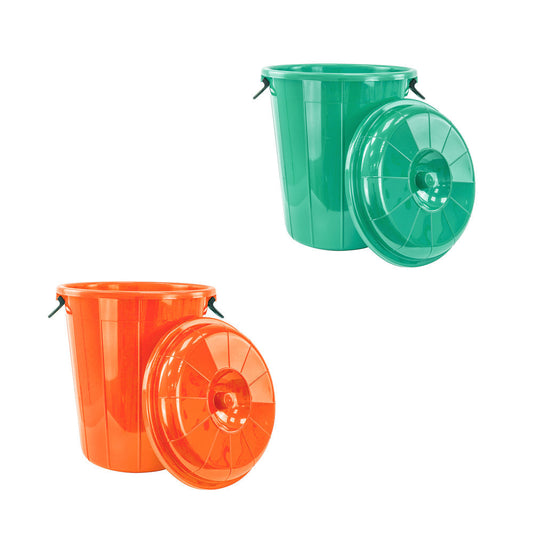 Plastic Eco Storage Drum Bin Bucket with 2 Side Handles 60L Assorted Colours 1882