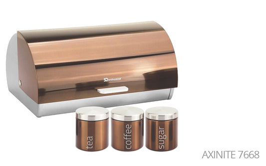 SQ Professional Gems Metal Bread Bin with 3 Canisters Axinite / Copper 7668