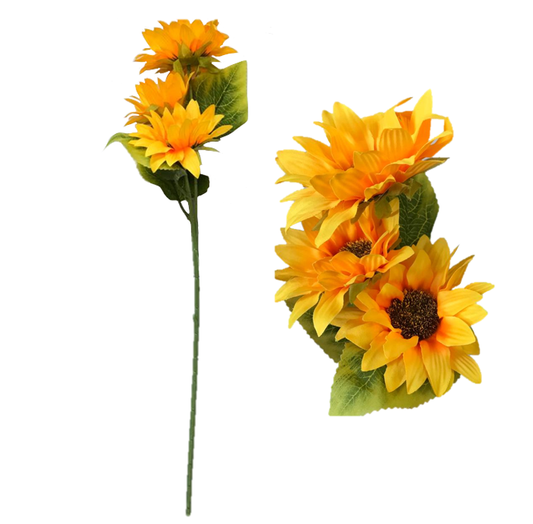 Artificial Fake Yellow Sunflower Flowers Single Stem 53 cm 7106