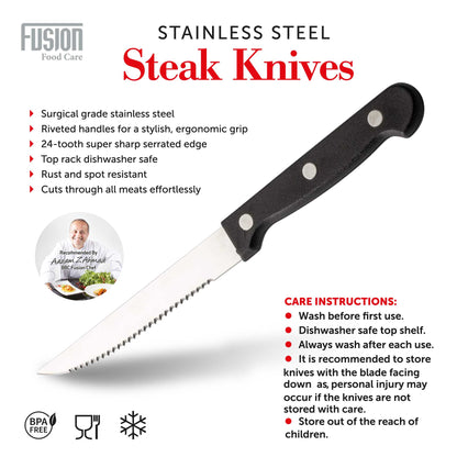 Stainless Steel Serrated Edge Steak Knives Pack of 6 7345