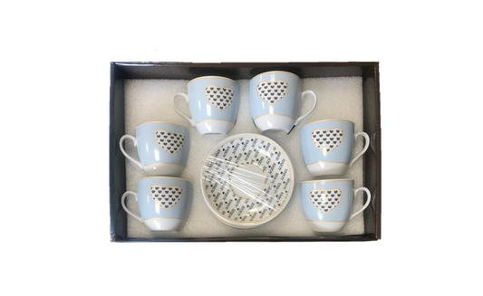 Coffee Tea Cup Mug Set with Saucers Set of 12 Assorted Designs 7520