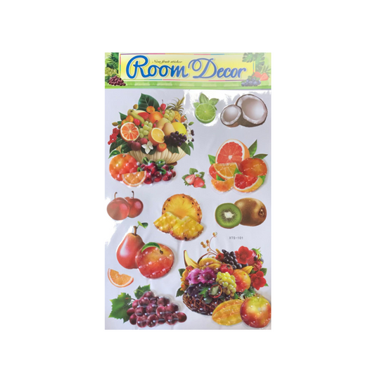 Room Decor 3D Effect Wall Stickers Fruit Design 60 x 35 cm Assorted Designs and Colours 7550