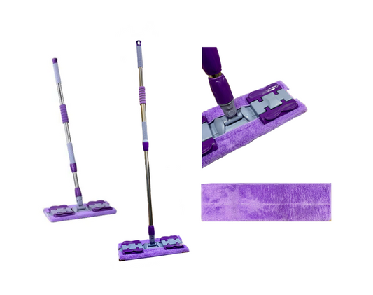 Extendable Microfibre Mop + Extra Mop Refill Pad 75 / 115 cm Assorted Colours 7624