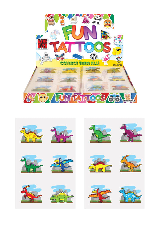 Mini Dinosaur Temporary Tattoo Sheets (4cm) Assorted Designs N51044