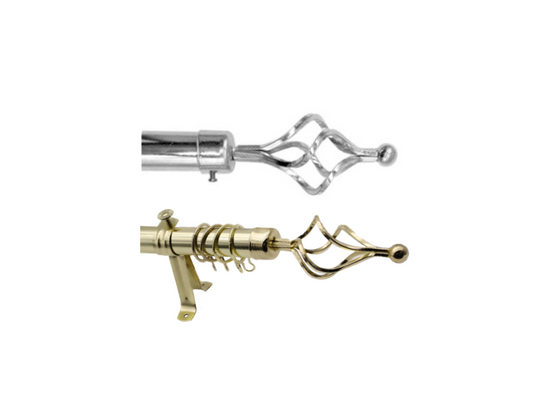 Curtain Pole with Twisted Diamond Cage Finials 10 Rings 1.8 Assorted Colours 7708