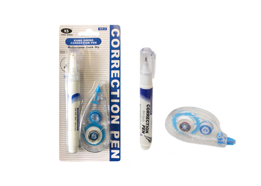 White Dry and Liquid Correction Tape Roller and Pen Pack of 2 7805
