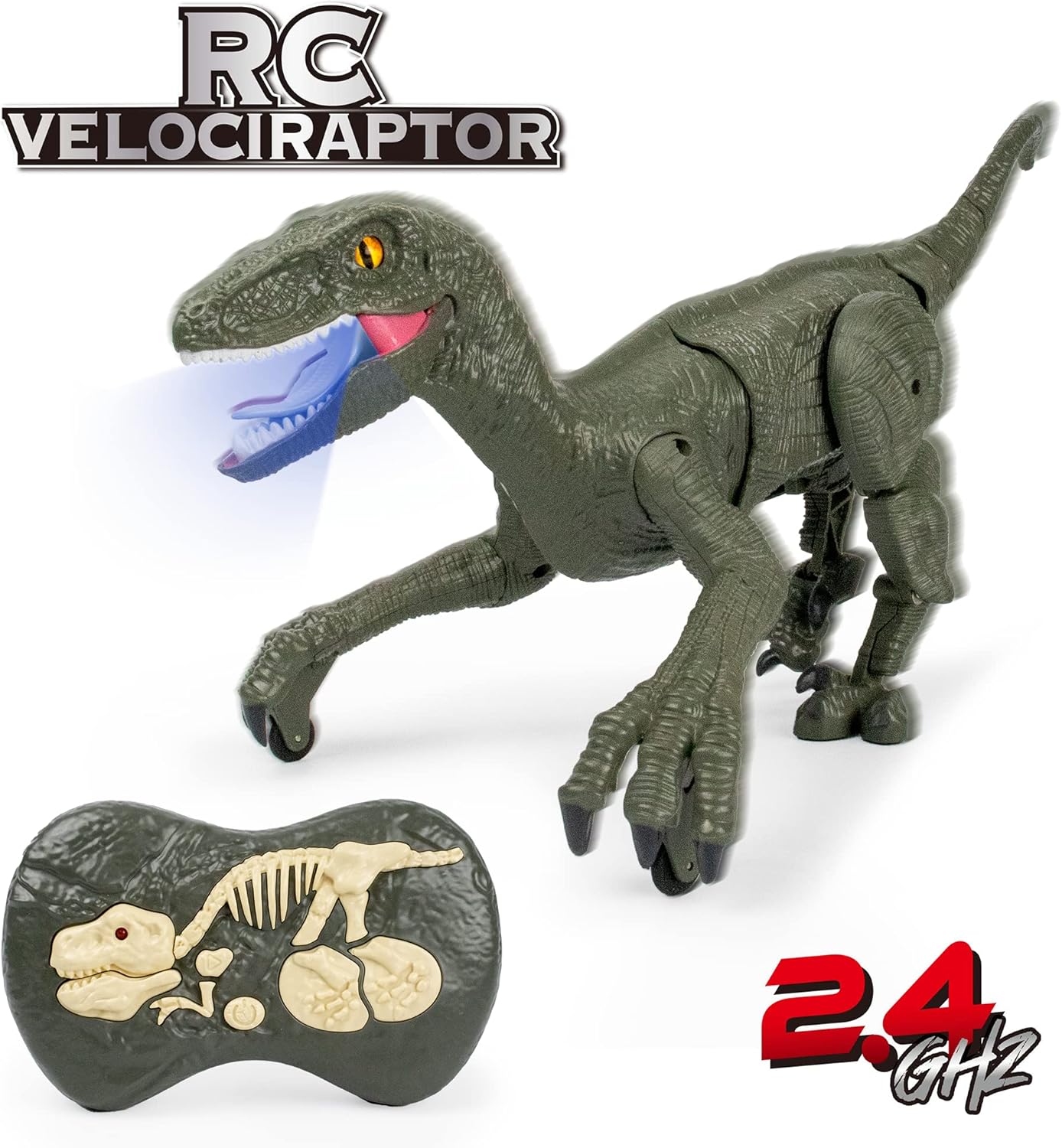 Remote Control RC Velociraptor Dinosaur with Sound & Lights