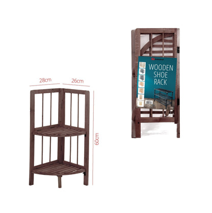 2 Tier Coffee Wooden Corner Rack Multipurpose Use Wooden Rack 28 x 26 x 60cm 8791