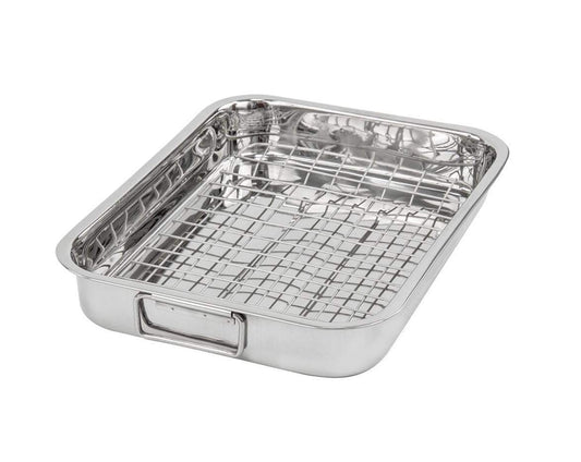 SQ Lustro Lasagne Oven Roasting Tin Tray with Rack W 37cm x D 28cm x H 5cm / 4.5L 8884