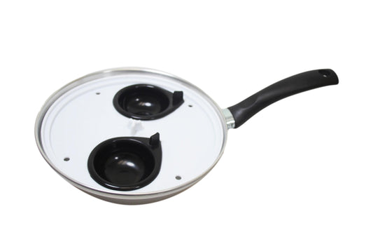 Non Stick Home Kitchen 2 Egg Poacher Pan 20cm With Long Safety Handle Egg Poacher 5.5cm 9103 A
